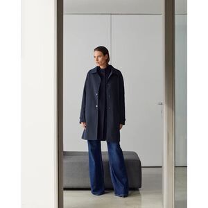 Jane Post $1,795 Navy Cashmere Double Coat Women’s Medium NWT